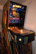 Space Team hybrid pinball machine in an upright video cabinet. Complete, tested and working.