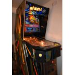 Space Team hybrid pinball machine in an upright video cabinet. Complete, tested and working.