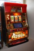 Aztec Legend casino style slot machine with built-in LCD screen and tokens. Complete, tested and