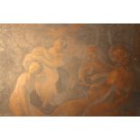 A 19th century copper engraving printing plate of Jupiter and Leda. H.31 W.35cm.