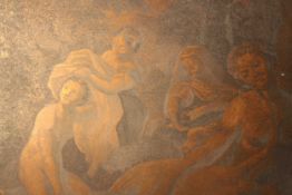 A 19th century copper engraving printing plate of Jupiter and Leda. H.31 W.35cm.