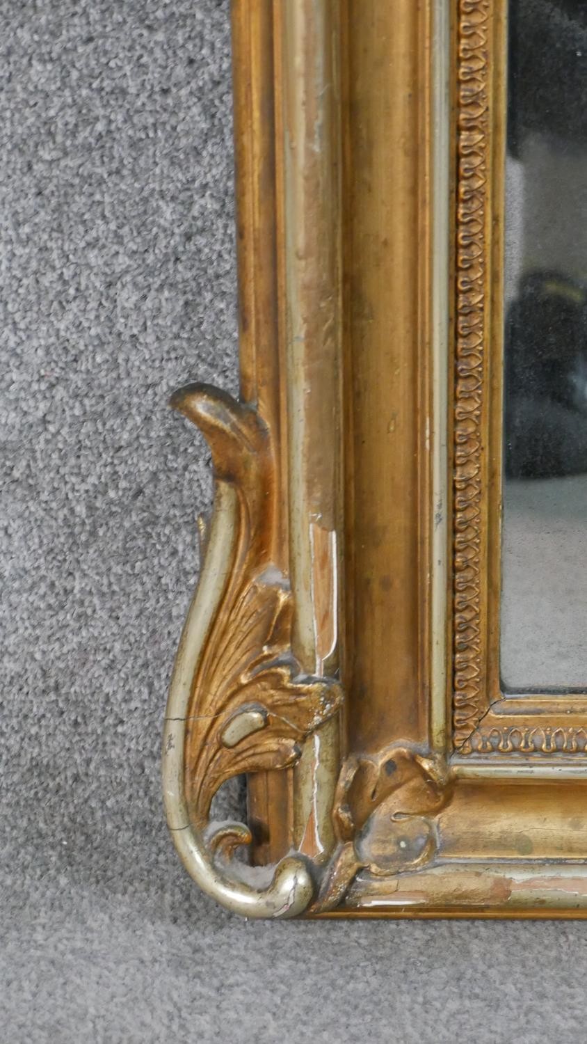 A large early 20th century carved giltwood arched wall mirror. The top with a pierced grape, bird - Image 5 of 8