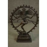 A very large 19th century Indian bronze figure of Shiva Natraja dancing in a ring of fire on a lotus