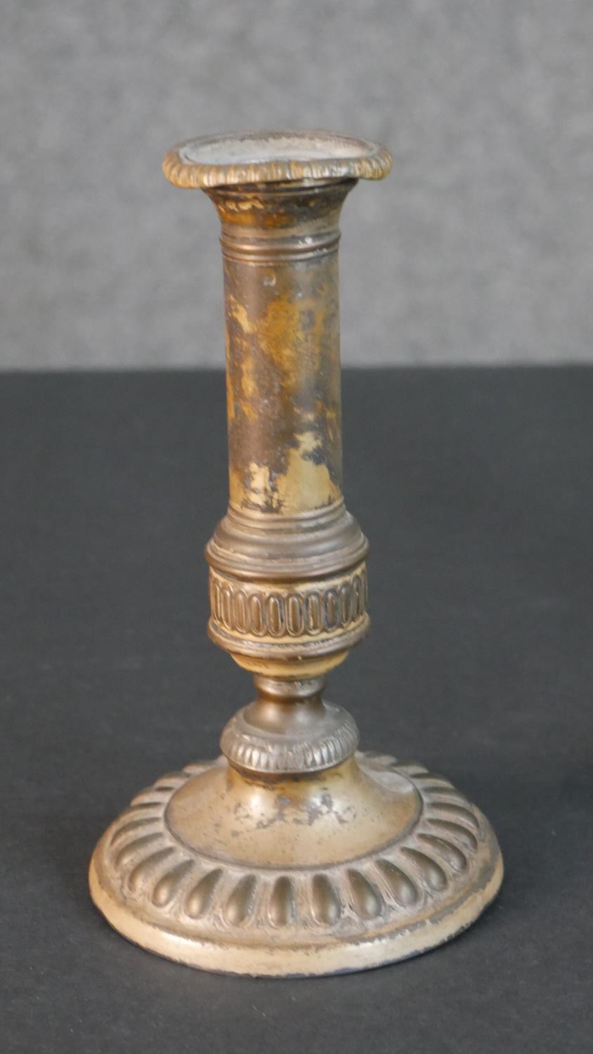 Two pairs of 19th century repousse design candle sticks. H.29 Diam.14cm (largest) - Image 6 of 6