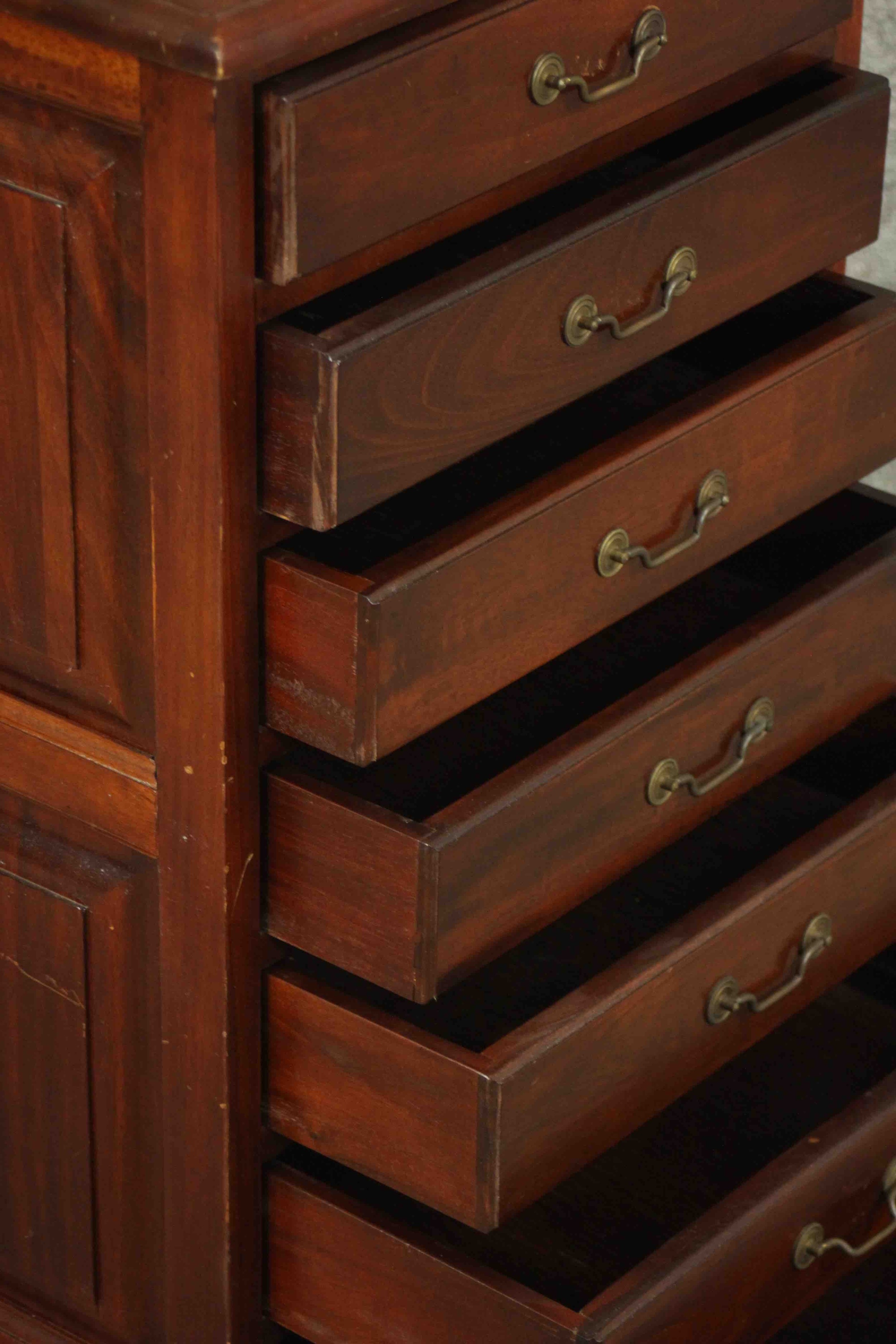 An Eastern hardwood specimen cabinet of seven drawers on block feet. H.72 W.44 D.31cm. - Image 6 of 8