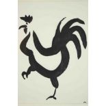 Patrick Caulfield (1936-2005), Rooster, hand printed invitation to a new year's party, inscribed
