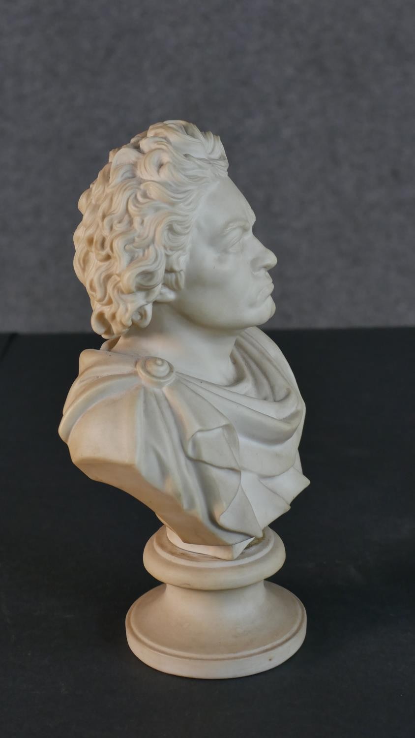 A Copeland parian bust of Ludwig Van Beethoven, after an original by A. Hays, on socle base, the - Image 4 of 7