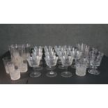 A collection of 19th and early 20th century drinking glasses, including a collection of six hand cut