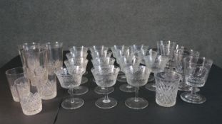 A collection of 19th and early 20th century drinking glasses, including a collection of six hand cut