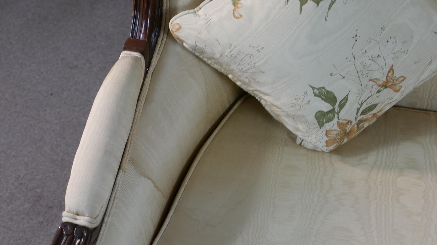 A late 20th century French show wood two seater sofa, with a carved frame, upholstered in cream - Image 7 of 7