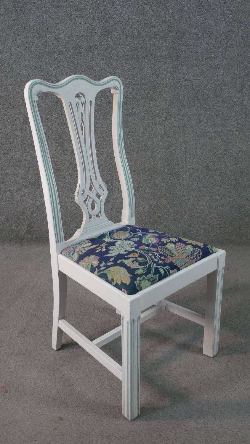 A set of six white painted Chippendale style dining chairs with drop in seats on square supports. - Image 7 of 7