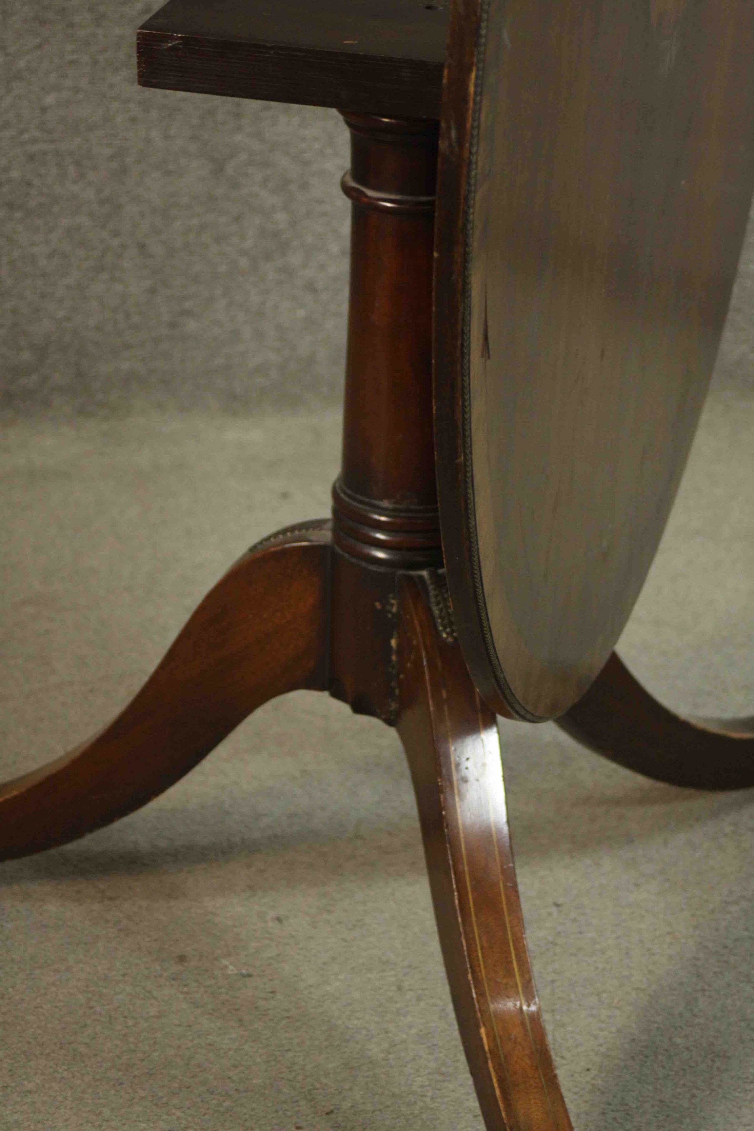 A mahogany Georgian style tilt top table on tripod swept base. H.73 Dia.106cm. - Image 8 of 10
