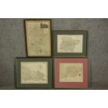 A collection of 19th and 20th century century framed and glazed hand coloured engraved maps, London,