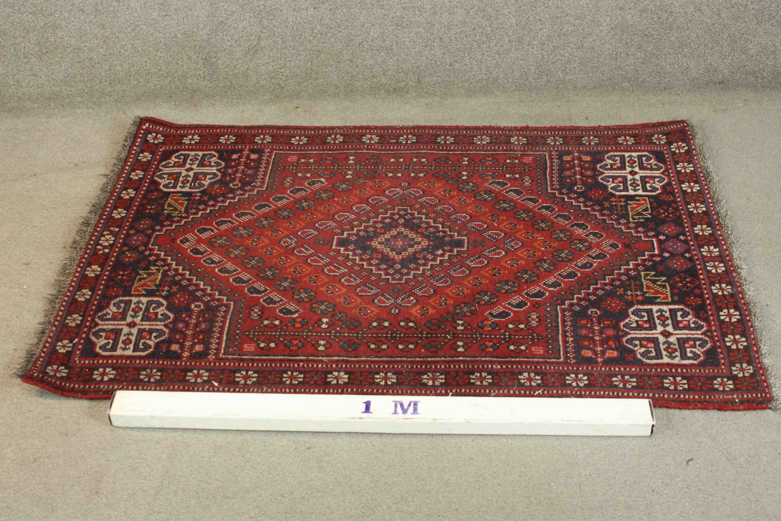 A Persian Shiraz the central medallion with stylised floral motifs on a burgundy ground within - Image 2 of 5