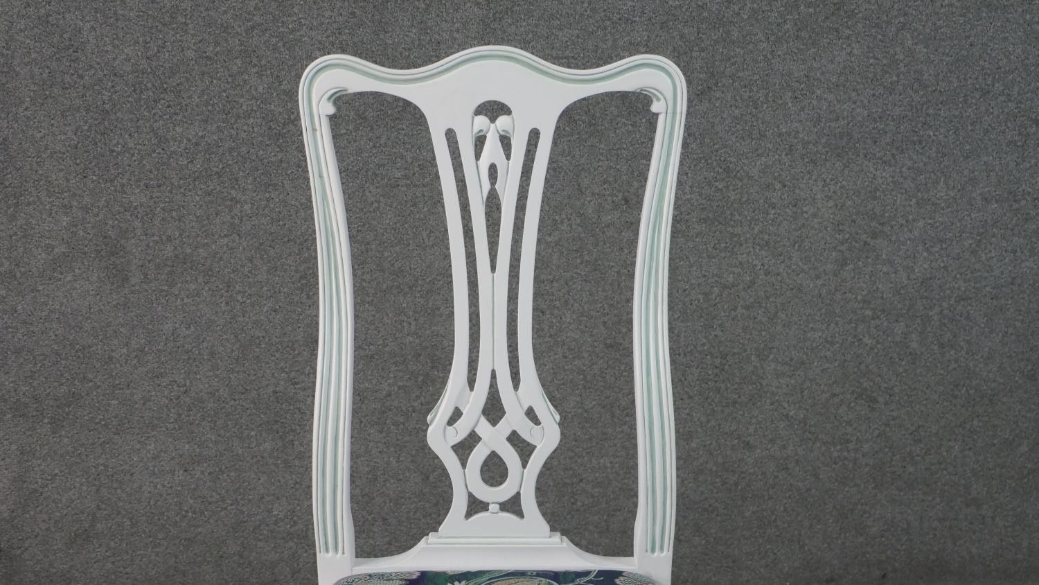 A set of six white painted Chippendale style dining chairs with drop in seats on square supports. - Image 3 of 7