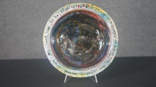 STOT21stCplanB (Harry Adams), 20th Century, Sitting in a Puddle Bowl, glazed ceramic bowl. Stamped