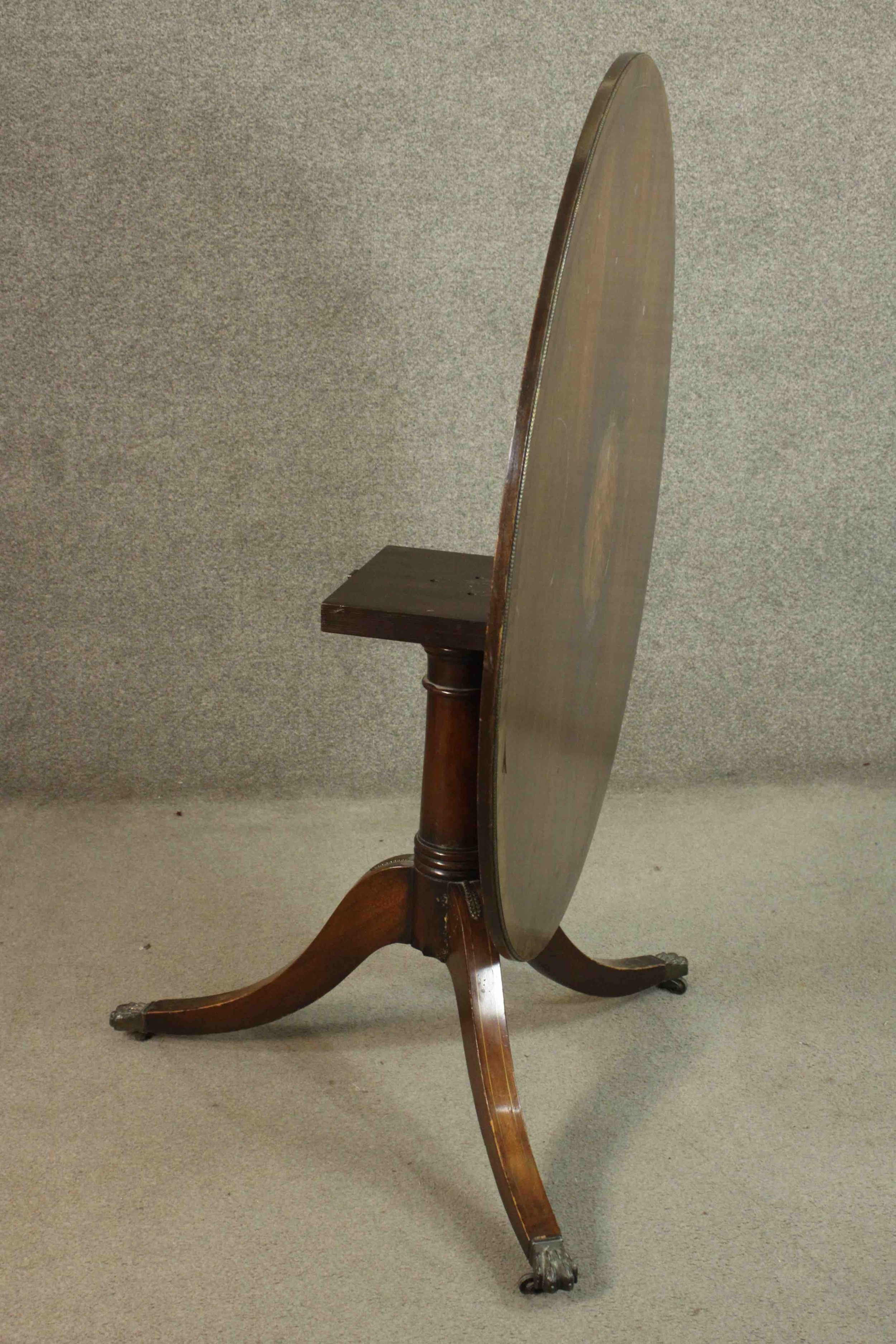 A mahogany Georgian style tilt top table on tripod swept base. H.73 Dia.106cm. - Image 4 of 10