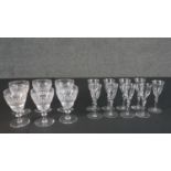 A collection of early 20th century glasses, including a boxed set of hand cut Stuart Crystal