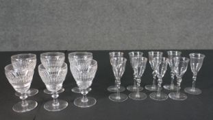 A collection of early 20th century glasses, including a boxed set of hand cut Stuart Crystal