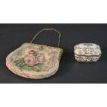 A hand painted and gilded scrolling foliate design porcelain trinket box, signed to base along