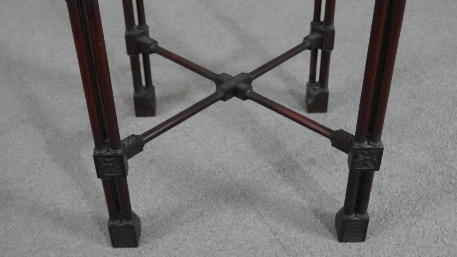 A late Victorian Chippendale style mahogany jardiniere stand, the square top with a pierced - Image 5 of 6