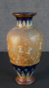 A large Doulton Lambeth Slater vase with floral design, impressed maker's mark to the base. H.35cm