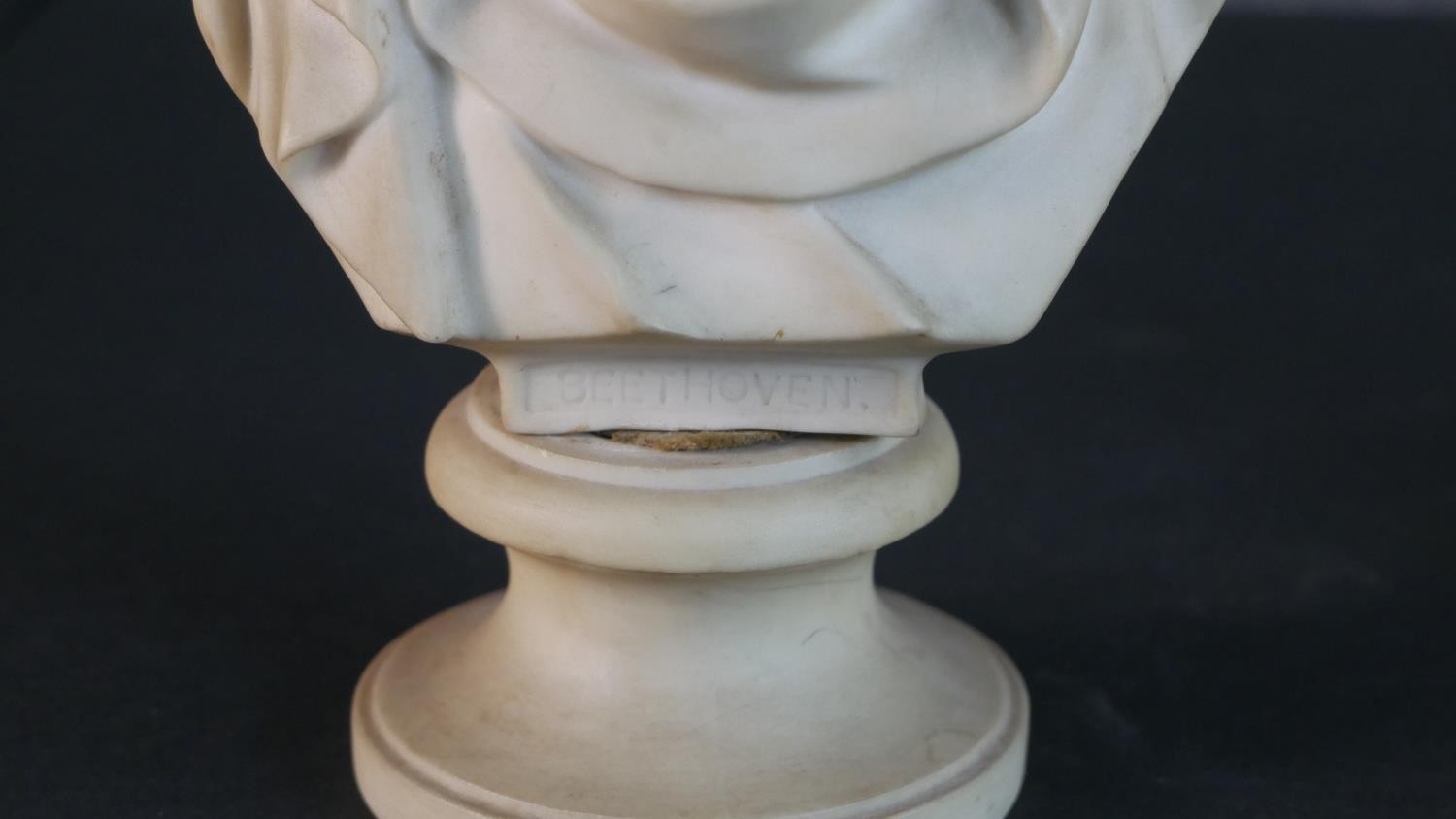 A Copeland parian bust of Ludwig Van Beethoven, after an original by A. Hays, on socle base, the - Image 3 of 7