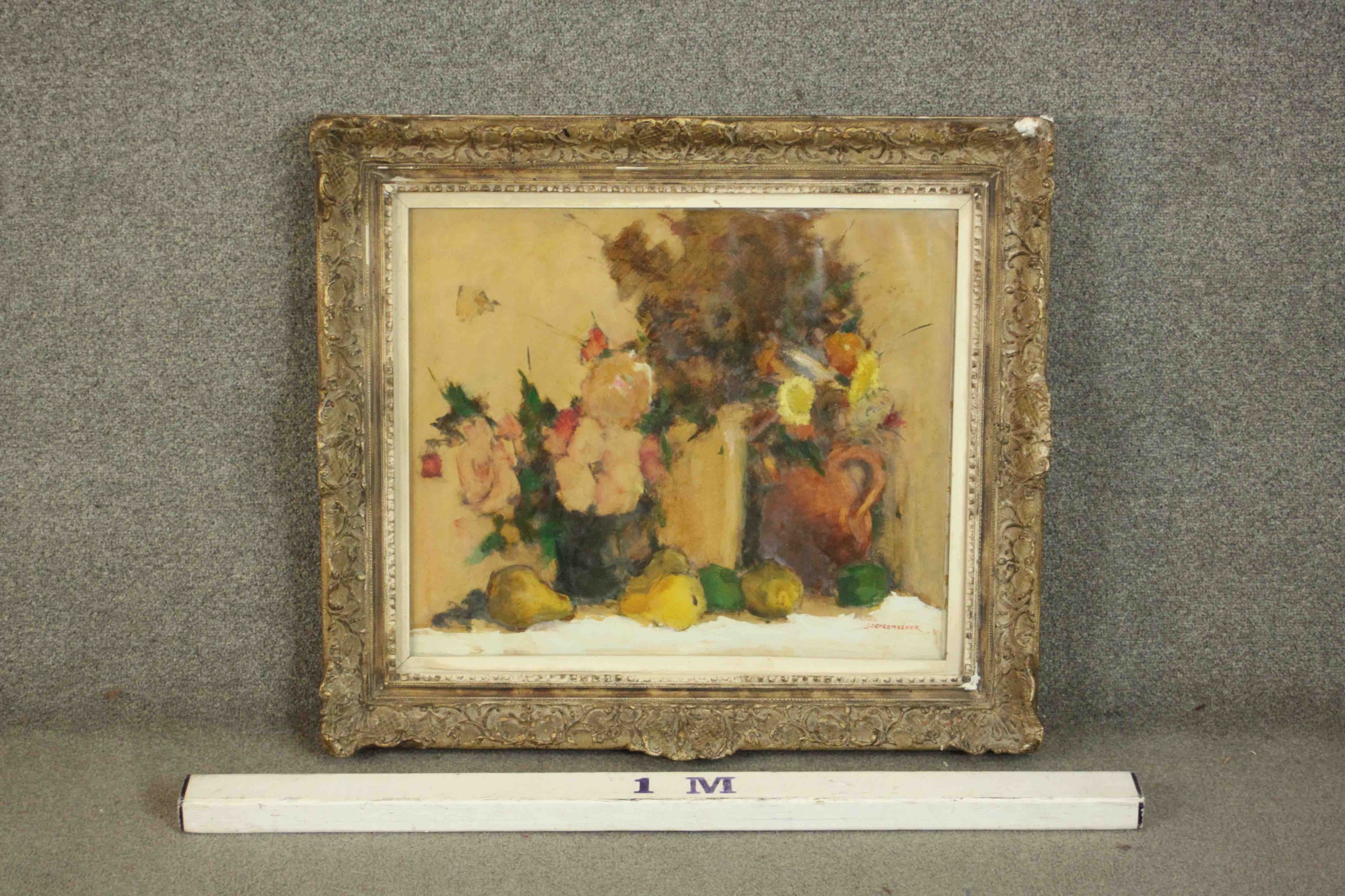 After Louis Demesmaeker (1906-1989), still life of fruit and flowers, oil on canvas, signed lower - Image 3 of 7