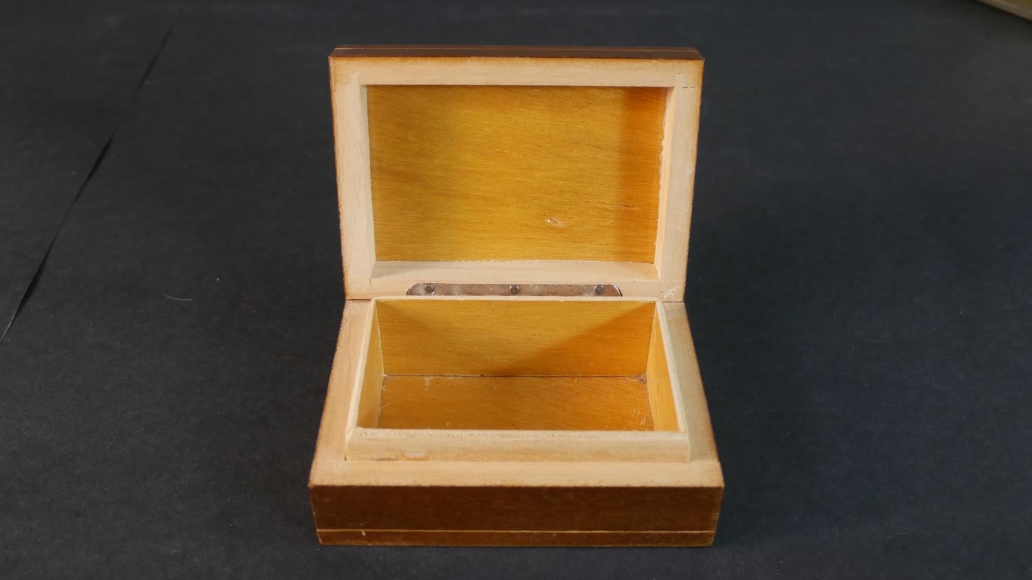 A miscellaneous collection of six lidded boxes to include a Georgian mahogany and inlaid example. - Image 9 of 13