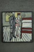 Billy Childish (b.1959), oil on board, "Billy and Dolli", 1987. Monogrammed and dated. Accompanied