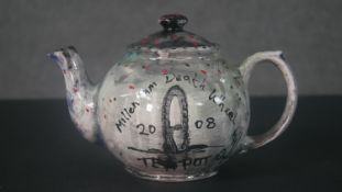 STOT21stCplanB (Steve Lowe and Harry Adams), 20th Century, Millennium Death Wheel teapot, glazed and