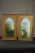 Two framed and glazed 19th century watercolours of river landscapes, unsigned. H.60 W.35cm.