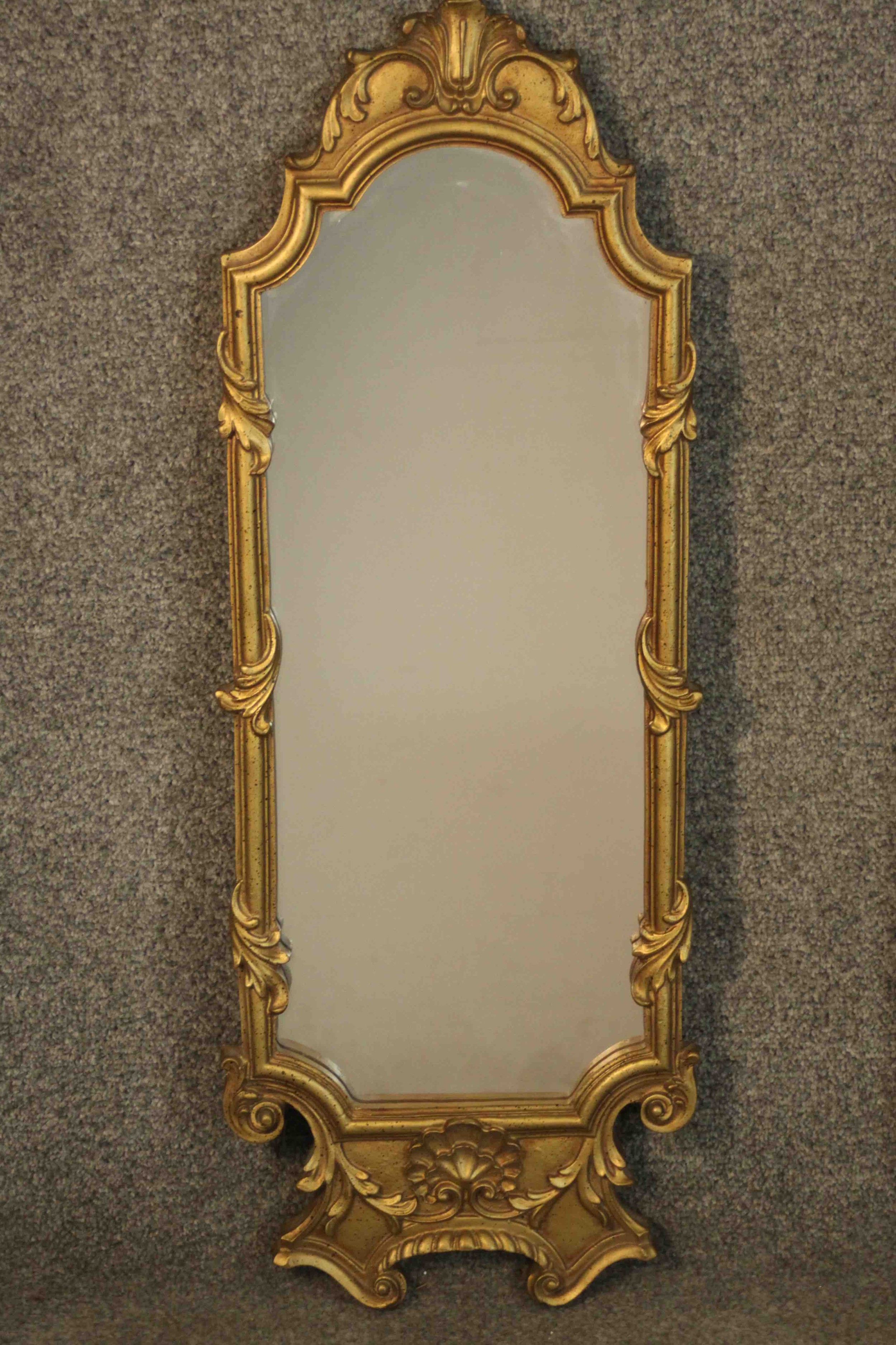 An 18th century carved giltwood framed mirror of small proportions, carved with scrolling vines, - Image 3 of 11
