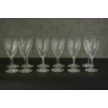 A set of twelve Baccarat crystal wine glasses, maker's stamp to the base. H.16 Dia.7cm.