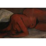 Milmel van Marcke, 20th century, resting nude, pastel, signed lower right.. H.68 W.86cm.