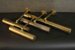 Four brass picture wall lights. H.53 W.22 D.11cm. (largest)