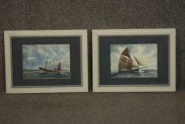 Tony Warren (1930-1994), two studies of sailing ships, watercolours, signed and dated 1987 lower