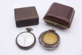 A collection of three 19th century pocket watches, one 800 silver with engraved inscription to the