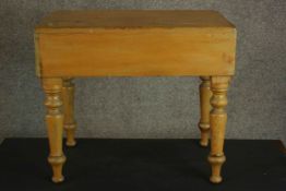 A Victorian pine commode stool, of rectangular form, the lid revealing an oval opening raised on