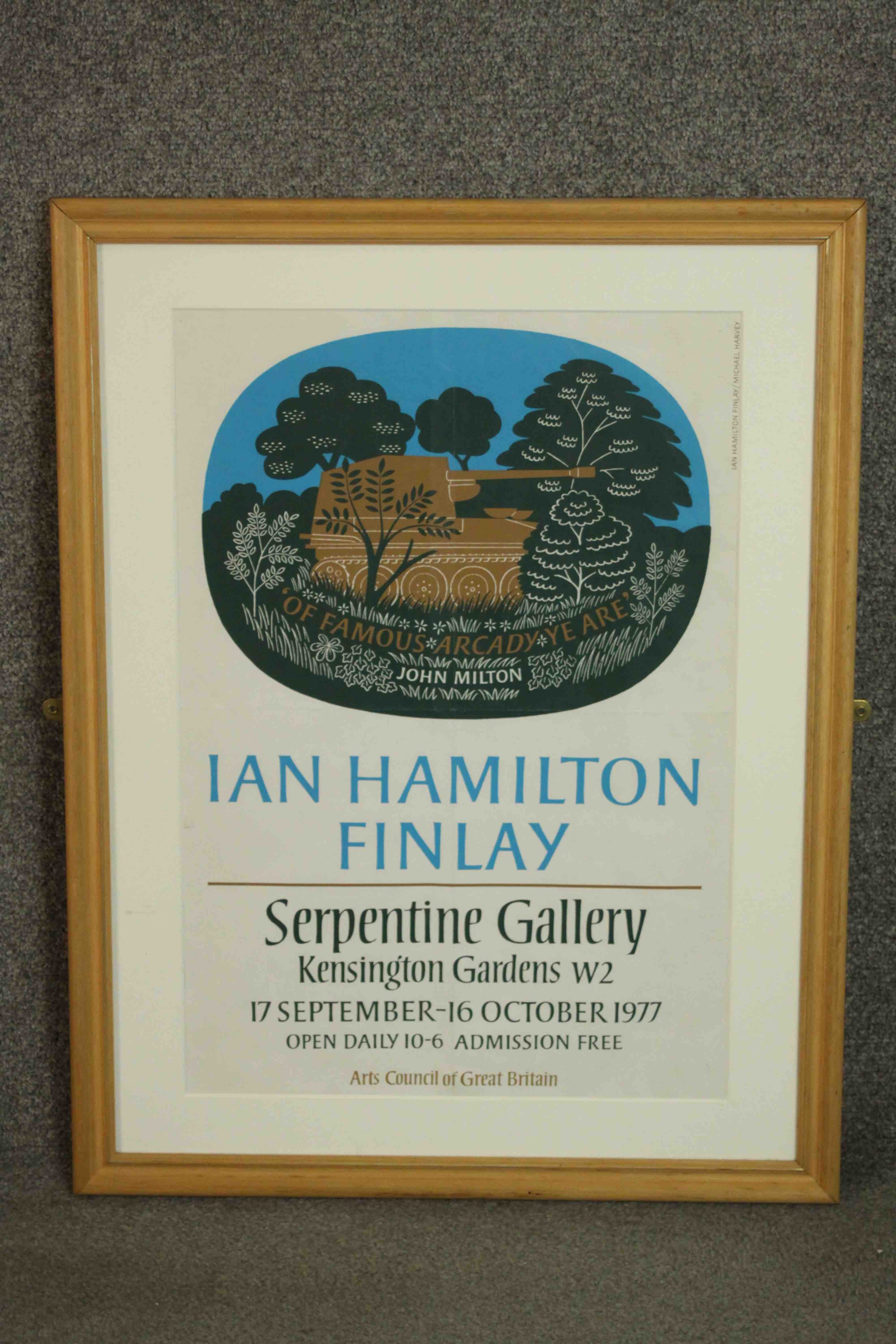 Ian Hamilton Finlay (1925-2006) Exhibition poster for the Serpentine Gallery 1977. H.73 W.56cm. - Image 2 of 4