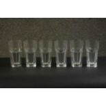 A set of six hand cut Baccarat crystal Harcourt high ball glasses, etched maker's stamp to the base.