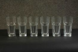 A set of six hand cut Baccarat crystal Harcourt high ball glasses, etched maker's stamp to the base.