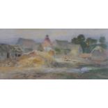 Charles Earle (1832 - 1893), 'A Southdown Farm', watercolour signed, with name plaque. H.35 W.62cm