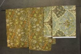 A pair of vintage William Liberty floral design fabric lined curtains along with other boxed