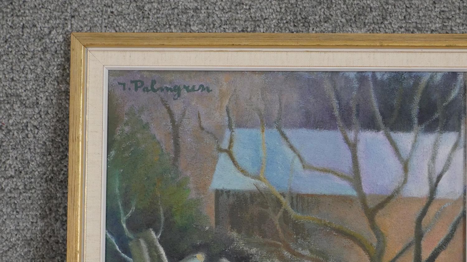 Inga Palmgren, oil on board, trees in the snow, signed. H.49 W.36cm. - Image 3 of 4