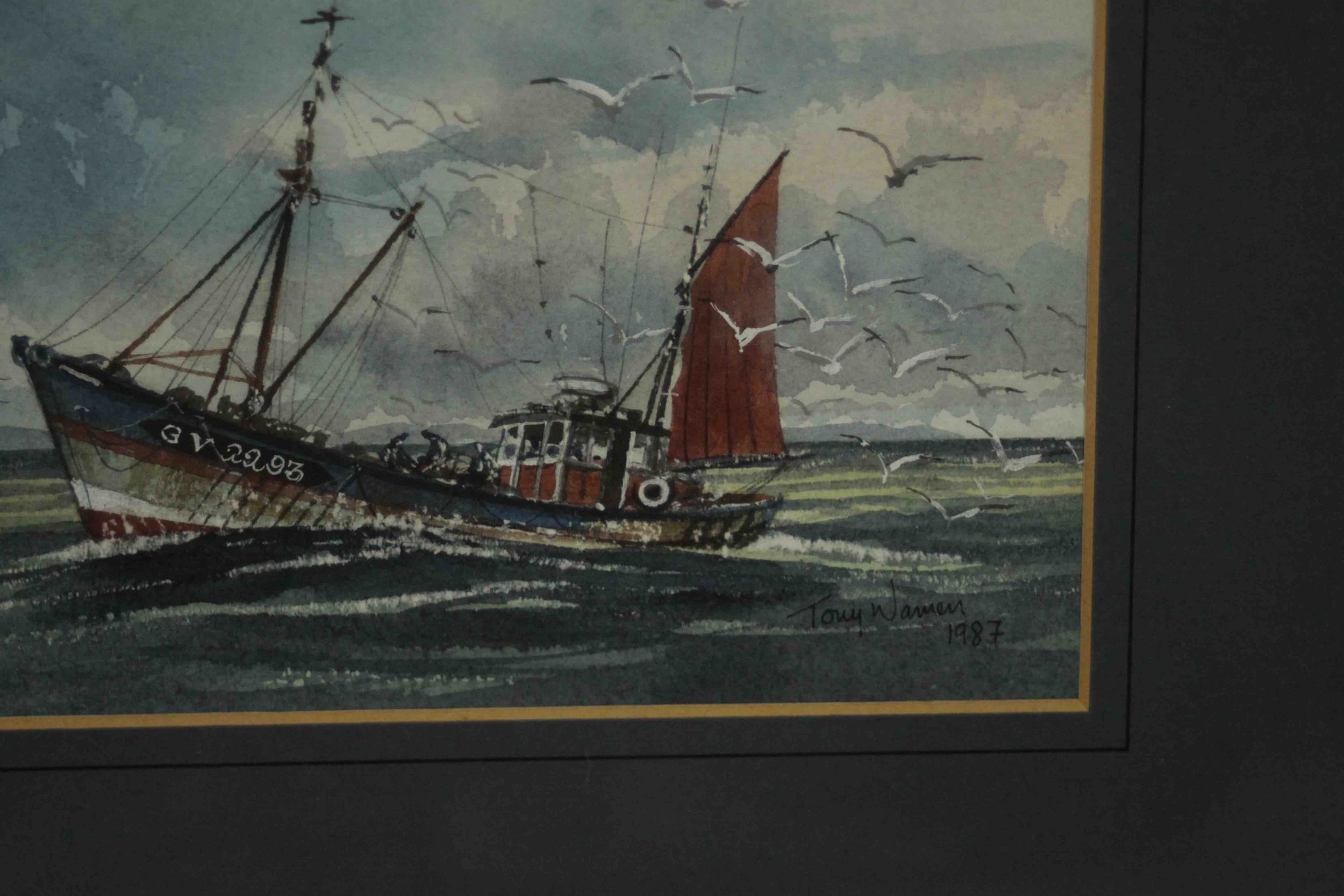 Tony Warren (1930-1994), two studies of sailing ships, watercolours, signed and dated 1987 lower - Image 4 of 8