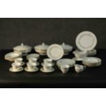 A Royal Worcester porcelain six person part 'Harvest Ring' pattern tea set (one odd cup) along