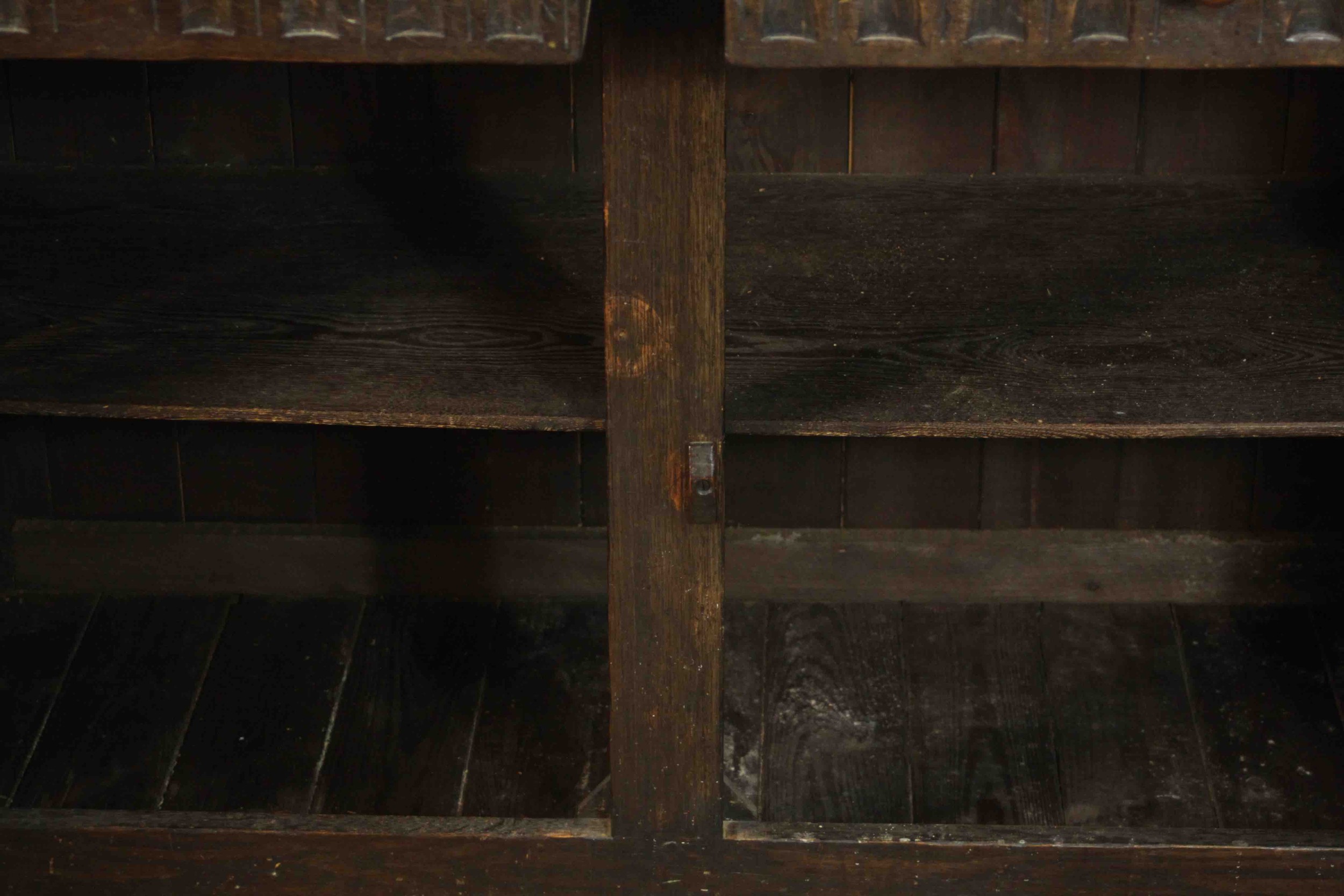 A country antique oak style sideboard fitted with carved drawers and drawers on block supports. H.91 - Image 6 of 11