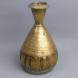 19th century Indian brass, steel and coconut vase. 21.5 cm. UK Postage £15.