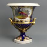 English hand painted porcelain vase, probably Coalport, circa 1830. 13.5 cm. UK Postage £15.
